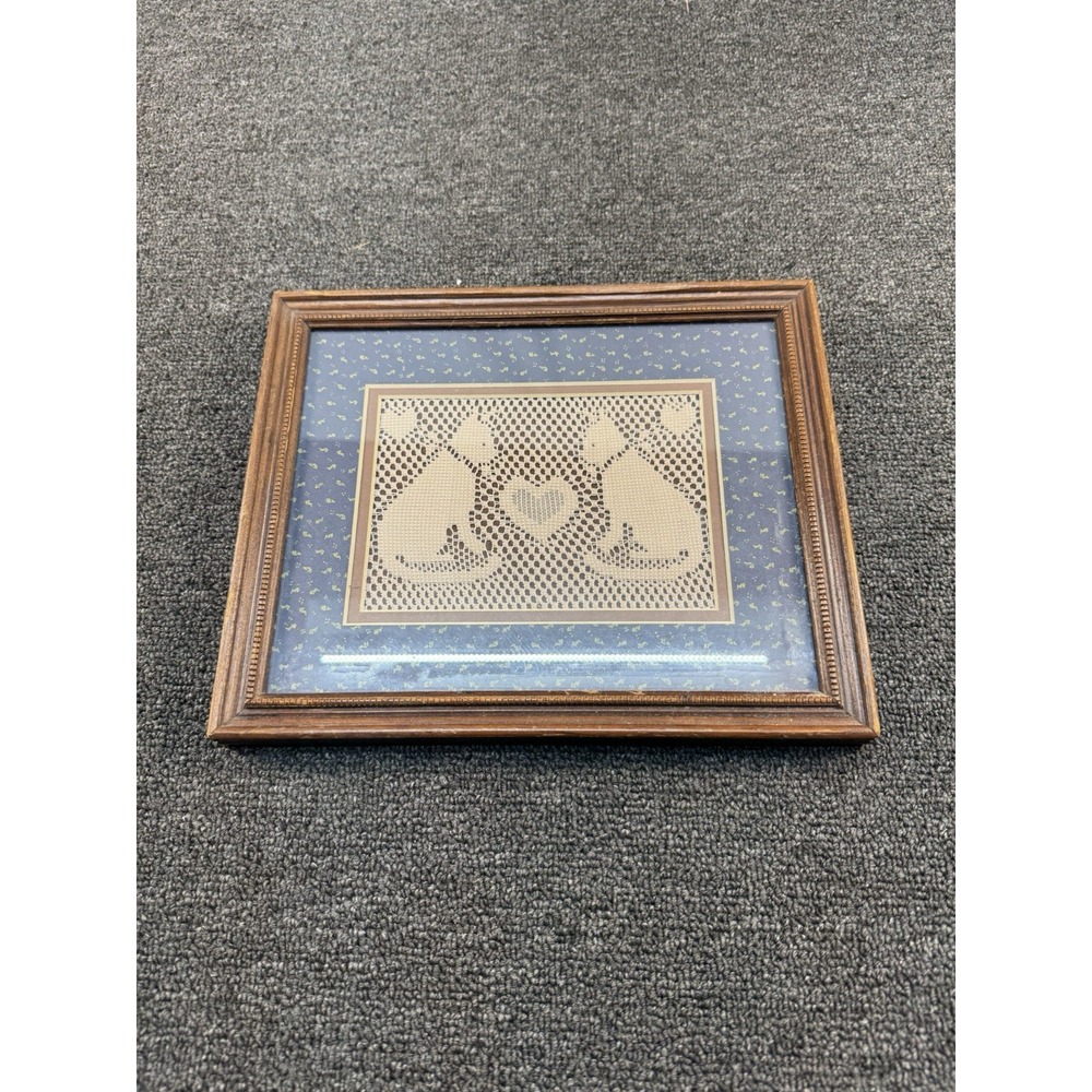 Vintage FIGI Cat Picture Wall Hanging 11" x 9"